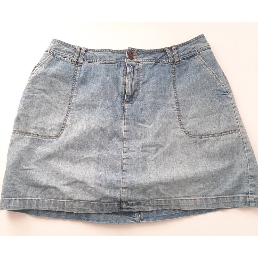 St Johns Bay Woman Stretch Denim Skorts Preppy A-Line 14W As Is Light Wash